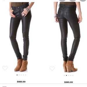 Real leather Black skinny pants.